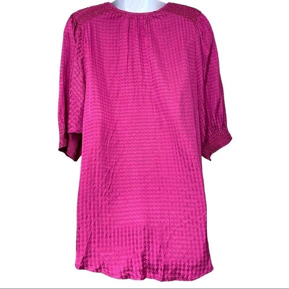 Bishop + YOUNG ANTHROPOLOGIE Orchid Houndstooth Balloon Short Sleeve Tunic Small - Picture 9 of 14